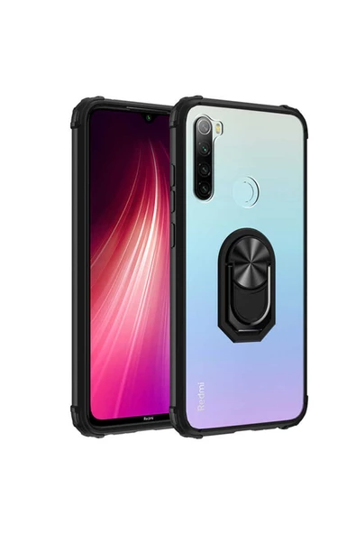 CEPCASE    Xiaomi Redmi Note 8 Kılıf Arka Şeffaf Köşe Ve Yüzük Renkli Darbeye Dayanıklı Sert Pc Kapak