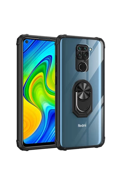 CEPCASE    Xiaomi Redmi Note 9 Kılıf Arka Şeffaf Köşe Ve Yüzük Renkli Darbeye Dayanıklı Sert Pc Kapak ürün görseli