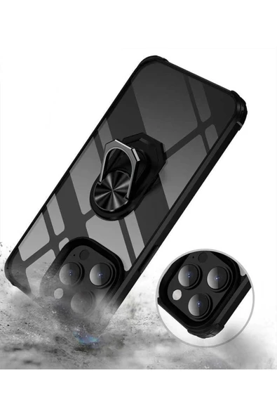 CEPCASE    Iphone 14 Pro Kılıf Arka Şeffaf Köşe Ve Yüzük Renkli Darbeye Dayanıklı Sert Pc Kapak - Resim 5