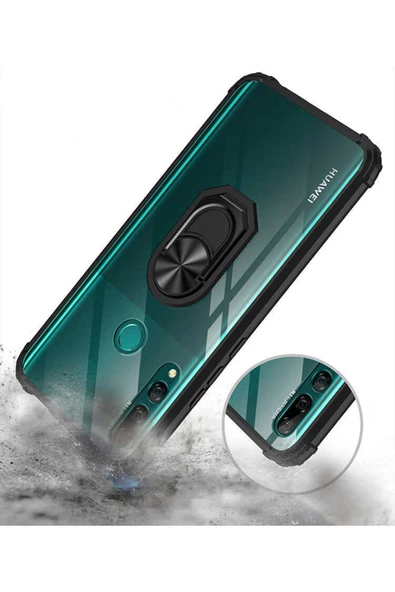 CEPCASE    Huawei Y9 Prime 2019 Kılıf Arka Şeffaf Köşe Ve Yüzük Renkli Darbeye Dayanıklı Sert Pc Kapak - Resim 5