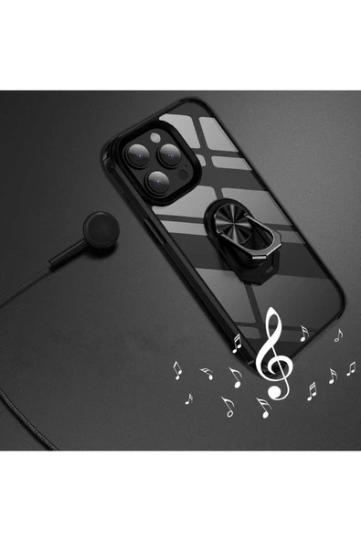 CEPCASE    Iphone 14 Pro Kılıf Arka Şeffaf Köşe Ve Yüzük Renkli Darbeye Dayanıklı Sert Pc Kapak - Resim 6