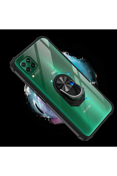 CEPCASE    Huawei P40 Lite Kılıf Arka Şeffaf Köşe Ve Yüzük Renkli Darbeye Dayanıklı Sert Pc Kapak - Resim 3