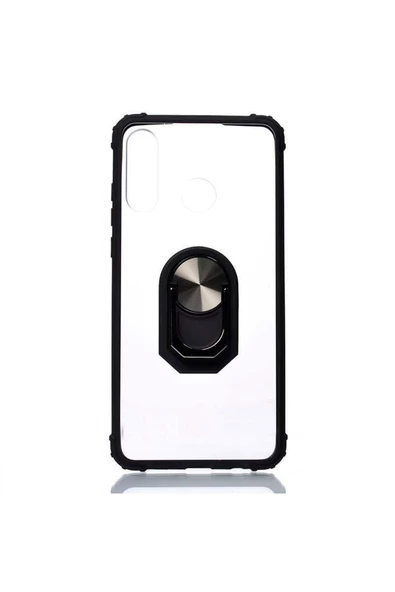 CEPCASE    Huawei P30 Lite Kılıf Arka Şeffaf Köşe Ve Yüzük Renkli Darbeye Dayanıklı Sert Pc Kapak