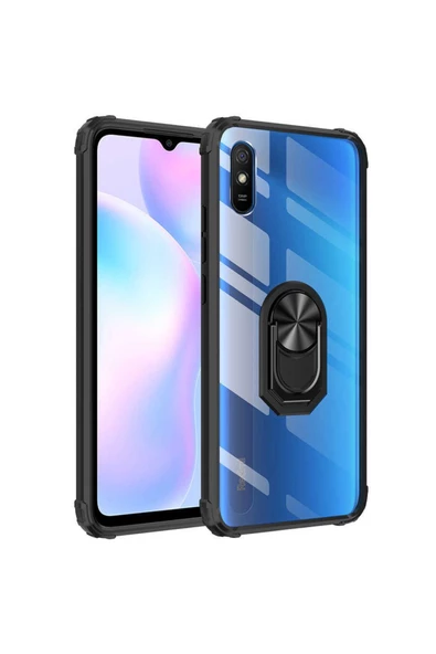 CEPCASE    Xiaomi Redmi 9a Kılıf Arka Şeffaf Köşe Ve Yüzük Renkli Darbeye Dayanıklı Sert Pc Kapak - 2