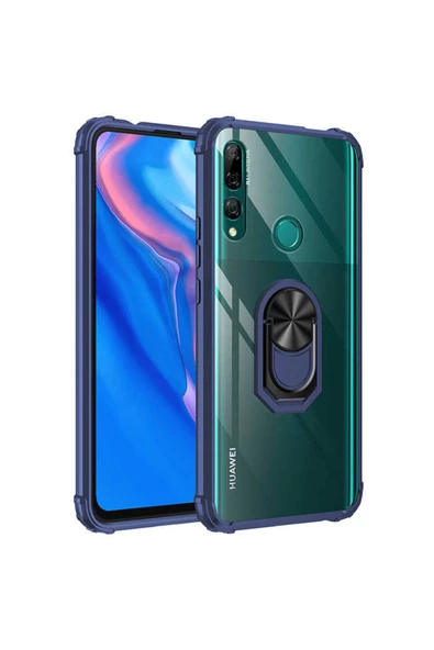 CEPCASE    Huawei Y9 Prime 2019 Kılıf Arka Şeffaf Köşe Ve Yüzük Renkli Darbeye Dayanıklı Sert Pc Kapak ürün görseli