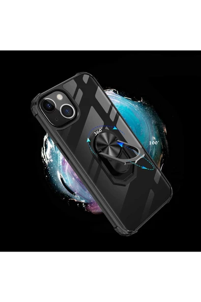 CEPCASE    Iphone 13 Mini Kılıf Arka Şeffaf Köşe Ve Yüzük Renkli Darbeye Dayanıklı Sert Pc Kapak - Resim 6