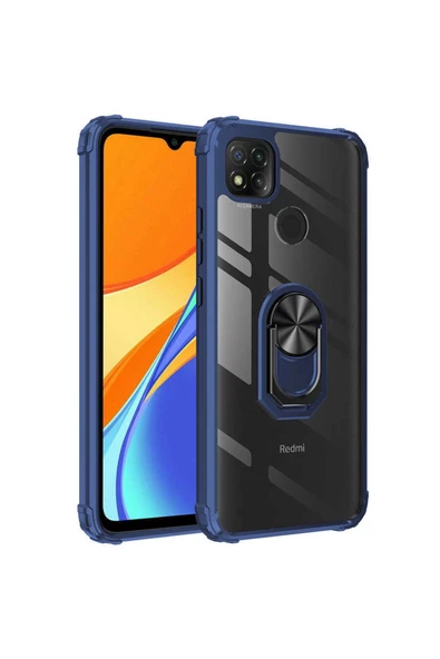 CEPCASE    Xiaomi Redmi 9c Kılıf Arka Şeffaf Köşe Ve Yüzük Renkli Darbeye Dayanıklı Sert Pc Kapak
