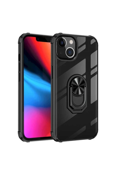 CEPCASE    Iphone 13 Mini Kılıf Arka Şeffaf Köşe Ve Yüzük Renkli Darbeye Dayanıklı Sert Pc Kapak - Resim 2