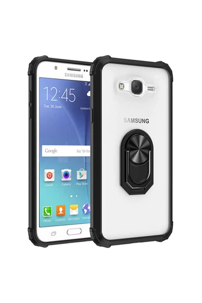 CEPCASE    Samsung Galaxy J7 Kılıf Arka Şeffaf Köşe Ve Yüzük Renkli Darbeye Dayanıklı Sert Pc Kapak ürün görseli