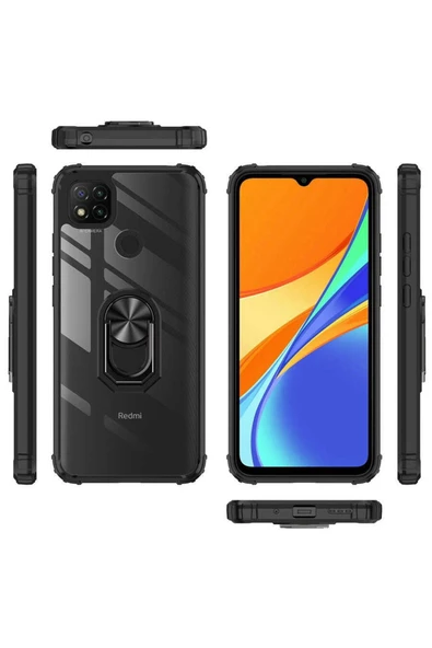 CEPCASE    Xiaomi Redmi 9c Kılıf Arka Şeffaf Köşe Ve Yüzük Renkli Darbeye Dayanıklı Sert Pc Kapak - Resim 5