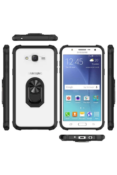 CEPCASE    Samsung Galaxy J7 Kılıf Arka Şeffaf Köşe Ve Yüzük Renkli Darbeye Dayanıklı Sert Pc Kapak - Resim 5