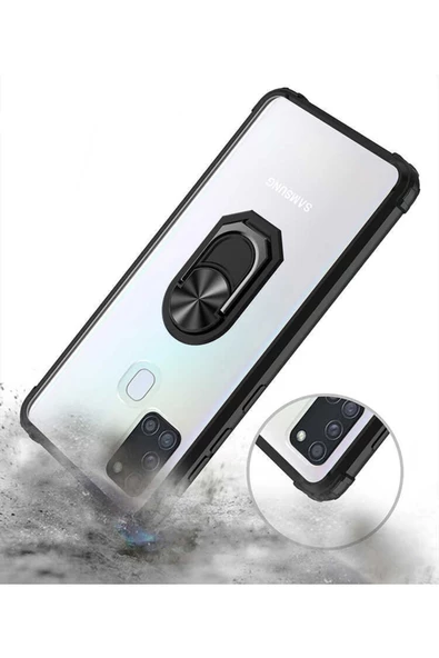 CEPCASE    Samsung Galaxy A21s Kılıf Arka Şeffaf Köşe Ve Yüzük Renkli Darbeye Dayanıklı Sert Pc Kapak - Resim 6