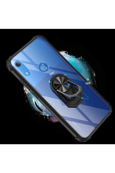 CEPCASE    Huawei Y6s 2019 Kılıf Arka Şeffaf Köşe Ve Yüzük Renkli Darbeye Dayanıklı Sert Pc Kapak - Resim 6