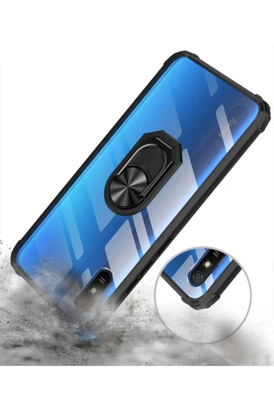 CEPCASE    Xiaomi Redmi 9a Kılıf Arka Şeffaf Köşe Ve Yüzük Renkli Darbeye Dayanıklı Sert Pc Kapak - Resim 6