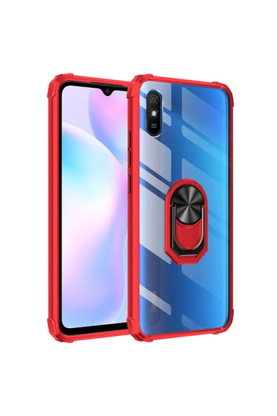 CEPCASE    Xiaomi Redmi 9a Kılıf Arka Şeffaf Köşe Ve Yüzük Renkli Darbeye Dayanıklı Sert Pc Kapak ürün görseli 1