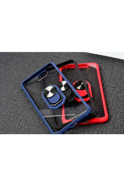 CEPCASE    Samsung Galaxy J7 Prime Kılıf Arka Şeffaf Köşe Ve Yüzük Renkli Darbeye Dayanıklı Sert Pc Kapak - Resim 4