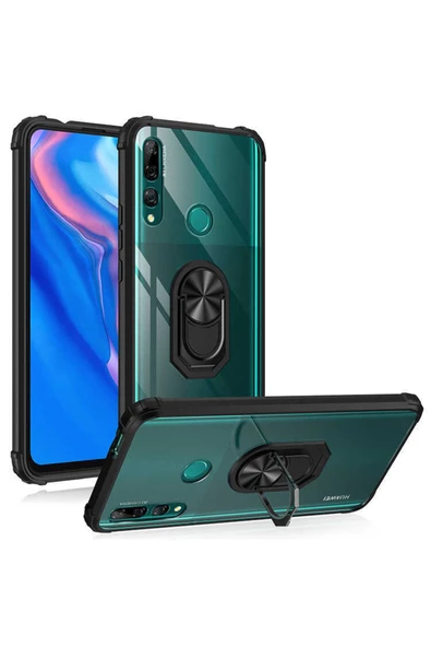 CEPCASE    Huawei Y9 Prime 2019 Kılıf Arka Şeffaf Köşe Ve Yüzük Renkli Darbeye Dayanıklı Sert Pc Kapak - Resim 4