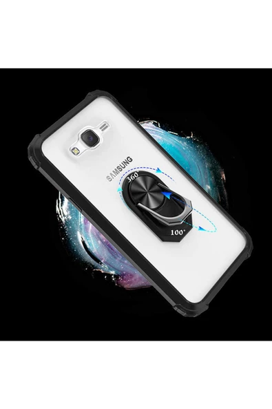 CEPCASE    Samsung Galaxy J7 Kılıf Arka Şeffaf Köşe Ve Yüzük Renkli Darbeye Dayanıklı Sert Pc Kapak - Resim 6