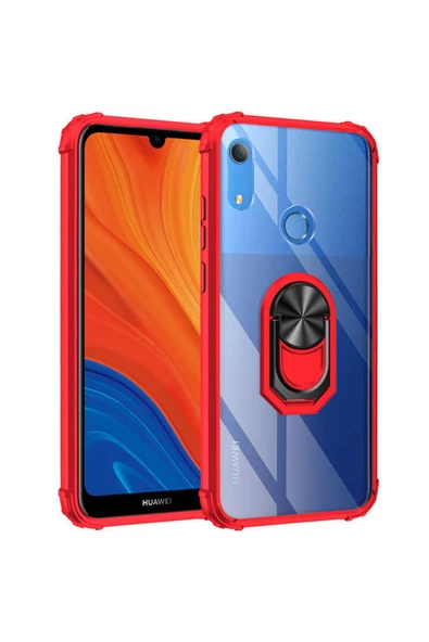 CEPCASE    Huawei Y6s 2019 Kılıf Arka Şeffaf Köşe Ve Yüzük Renkli Darbeye Dayanıklı Sert Pc Kapak ürün görseli