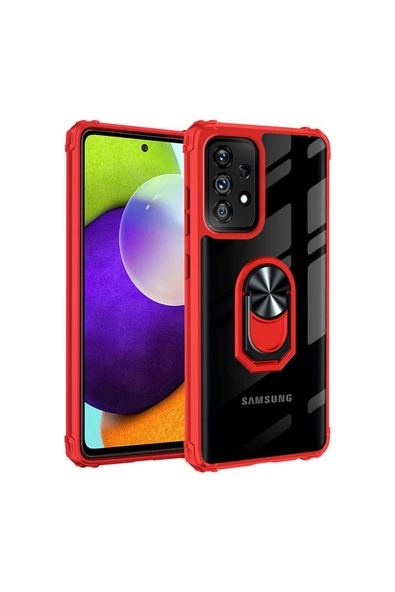 CEPCASE    Samsung Galaxy A72 Kılıf Arka Şeffaf Köşe Ve Yüzük Renkli Darbeye Dayanıklı Sert Pc Kapak ürün görseli