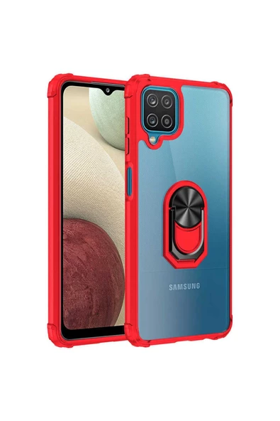 CEPCASE    Samsung Galaxy M12 Kılıf Arka Şeffaf Köşe Ve Yüzük Renkli Darbeye Dayanıklı Sert Pc Kapak ürün görseli 1
