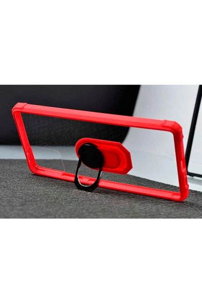 CEPCASE    Samsung Galaxy A71 Kılıf Arka Şeffaf Köşe Ve Yüzük Renkli Darbeye Dayanıklı Sert Pc Kapak - Resim 3