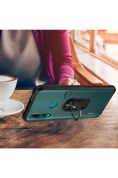 CEPCASE    Huawei Y9 Prime 2019 Kılıf Arka Şeffaf Köşe Ve Yüzük Renkli Darbeye Dayanıklı Sert Pc Kapak - Resim 6