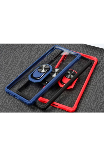 CEPCASE    Samsung Galaxy A71 Kılıf Arka Şeffaf Köşe Ve Yüzük Renkli Darbeye Dayanıklı Sert Pc Kapak - Resim 4