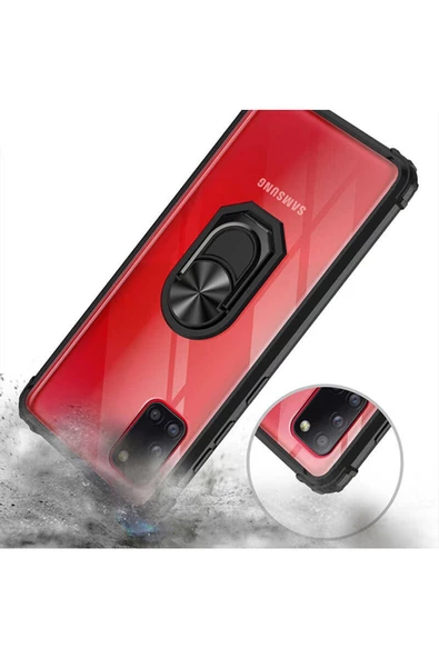 CEPCASE    Samsung Galaxy A31 Kılıf Arka Şeffaf Köşe Ve Yüzük Renkli Darbeye Dayanıklı Sert Pc Kapak - Resim 6