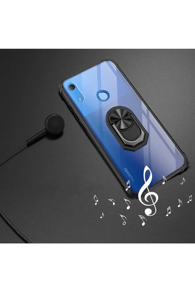 CEPCASE    Huawei Y6s 2019 Kılıf Arka Şeffaf Köşe Ve Yüzük Renkli Darbeye Dayanıklı Sert Pc Kapak - Resim 3