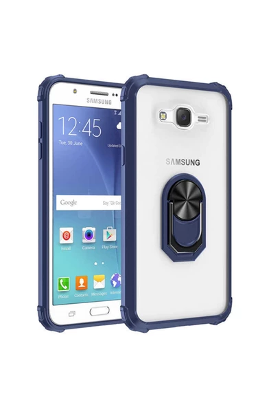 CEPCASE    Samsung Galaxy J7 Kılıf Arka Şeffaf Köşe Ve Yüzük Renkli Darbeye Dayanıklı Sert Pc Kapak - Resim 2