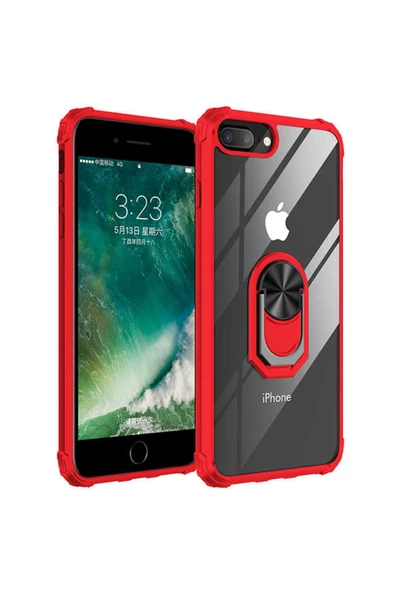 CEPCASE    Iphone 7 Plus Kılıf Arka Şeffaf Köşe Ve Yüzük Renkli Darbeye Dayanıklı Sert Pc Kapak - Resim 2