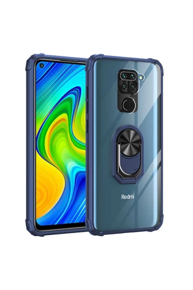 CEPCASE    Xiaomi Redmi Note 9 Kılıf Arka Şeffaf Köşe Ve Yüzük Renkli Darbeye Dayanıklı Sert Pc Kapak ürün görseli