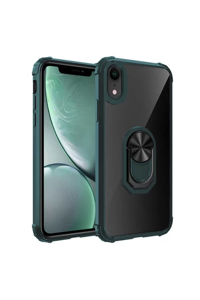 CEPCASE    Iphone Xr 6.1 Kılıf Arka Şeffaf Köşe Ve Yüzük Renkli Darbeye Dayanıklı Sert Pc Kapak ürün görseli