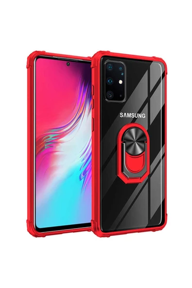 CEPCASE    Samsung Galaxy S20 Plus Kılıf Arka Şeffaf Köşe Ve Yüzük Renkli Darbeye Dayanıklı Sert Pc Kapak ürün görseli 1