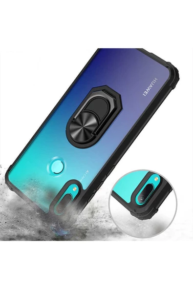 CEPCASE    Huawei Y6 2019 Kılıf Arka Şeffaf Köşe Ve Yüzük Renkli Darbeye Dayanıklı Sert Pc Kapak - Resim 6
