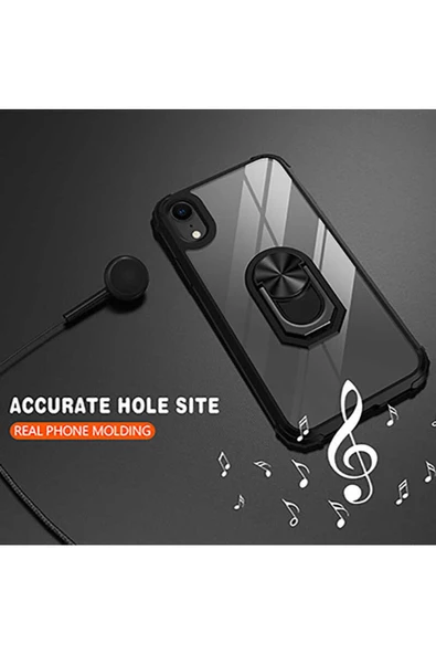 CEPCASE    Iphone Xr 6.1 Kılıf Arka Şeffaf Köşe Ve Yüzük Renkli Darbeye Dayanıklı Sert Pc Kapak - Resim 6