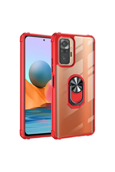 CEPCASE    Xiaomi Redmi Note 10 Pro Kılıf Arka Şeffaf Köşe Ve Yüzük Renkli Darbeye Dayanıklı Sert Pc Kapak - Resim 2