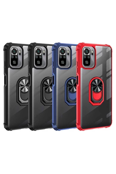 CEPCASE    Xiaomi Redmi Note 10 Kılıf Arka Şeffaf Köşe Ve Yüzük Renkli Darbeye Dayanıklı Sert Pc Kapak - Resim 4