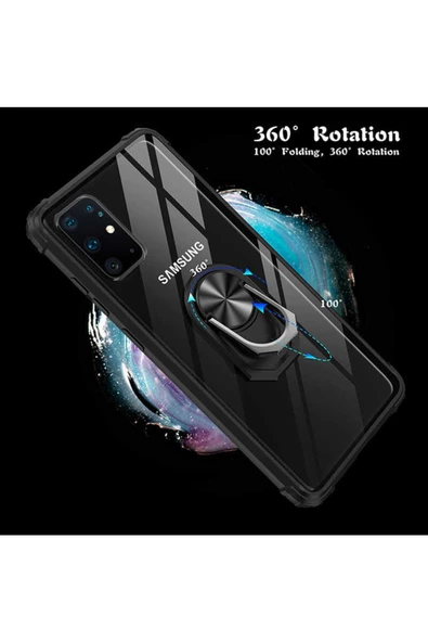 CEPCASE    Samsung Galaxy S20 Plus Kılıf Arka Şeffaf Köşe Ve Yüzük Renkli Darbeye Dayanıklı Sert Pc Kapak - Resim 6