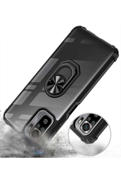 CEPCASE    Xiaomi Poco M5s Kılıf Arka Şeffaf Köşe Ve Yüzük Renkli Darbeye Dayanıklı Sert Pc Kapak - Resim 3