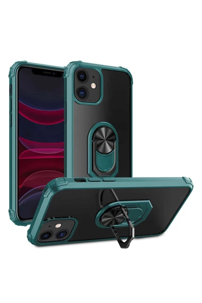 CEPCASE    Iphone 11 Kılıf Arka Şeffaf Köşe Ve Yüzük Renkli Darbeye Dayanıklı Sert Pc Kapak - Resim 3