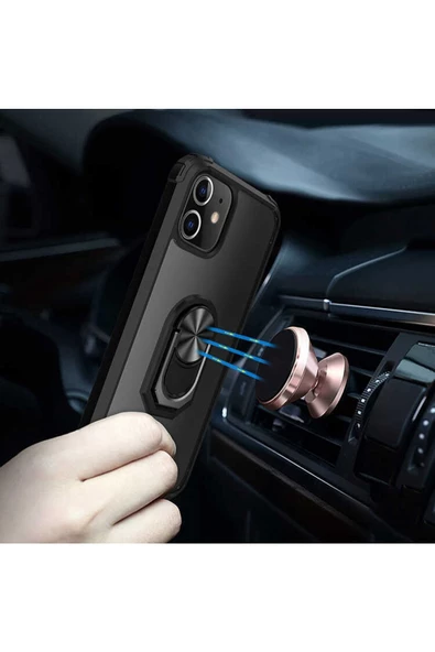 CEPCASE    Iphone 12 Kılıf Arka Şeffaf Köşe Ve Yüzük Renkli Darbeye Dayanıklı Sert Pc Kapak - Resim 5