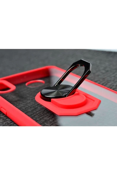 CEPCASE    Huawei P Smart 2019 Kılıf Arka Şeffaf Köşe Ve Yüzük Renkli Darbeye Dayanıklı Sert Pc Kapak - Resim 4