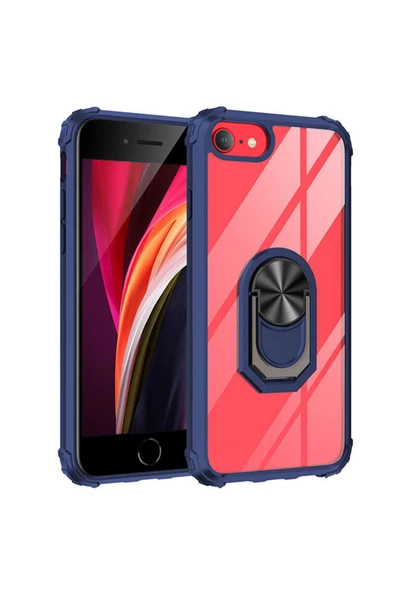 CEPCASE    Iphone 8 Kılıf Arka Şeffaf Köşe Ve Yüzük Renkli Darbeye Dayanıklı Sert Pc Kapak - Resim 2