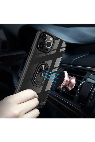 CEPCASE    Iphone 13 Pro Max Kılıf Arka Şeffaf Köşe Ve Yüzük Renkli Darbeye Dayanıklı Sert Pc Kapak - Resim 5