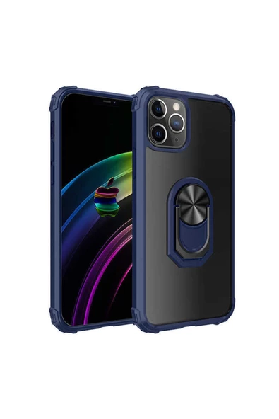 CEPCASE    Iphone 12 Pro Max Kılıf Arka Şeffaf Köşe Ve Yüzük Renkli Darbeye Dayanıklı Sert Pc Kapak ürün görseli