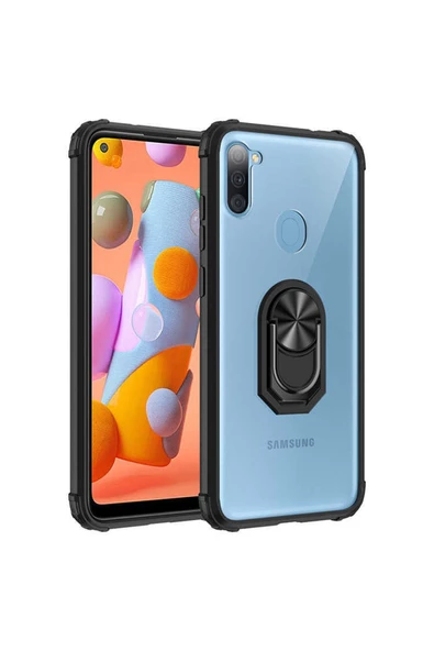 CEPCASE    Samsung Galaxy M11 Kılıf Arka Şeffaf Köşe Ve Yüzük Renkli Darbeye Dayanıklı Sert Pc Kapak ürün görseli