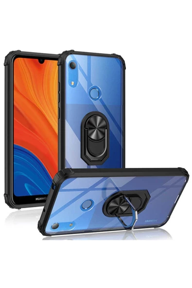 CEPCASE    Huawei Y6s 2019 Kılıf Arka Şeffaf Köşe Ve Yüzük Renkli Darbeye Dayanıklı Sert Pc Kapak - Resim 5