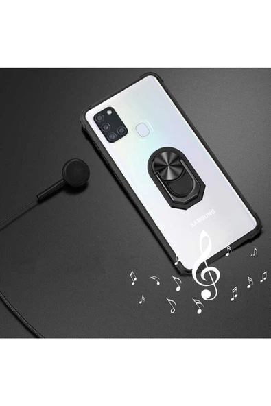 CEPCASE    Samsung Galaxy A21s Kılıf Arka Şeffaf Köşe Ve Yüzük Renkli Darbeye Dayanıklı Sert Pc Kapak - Resim 5